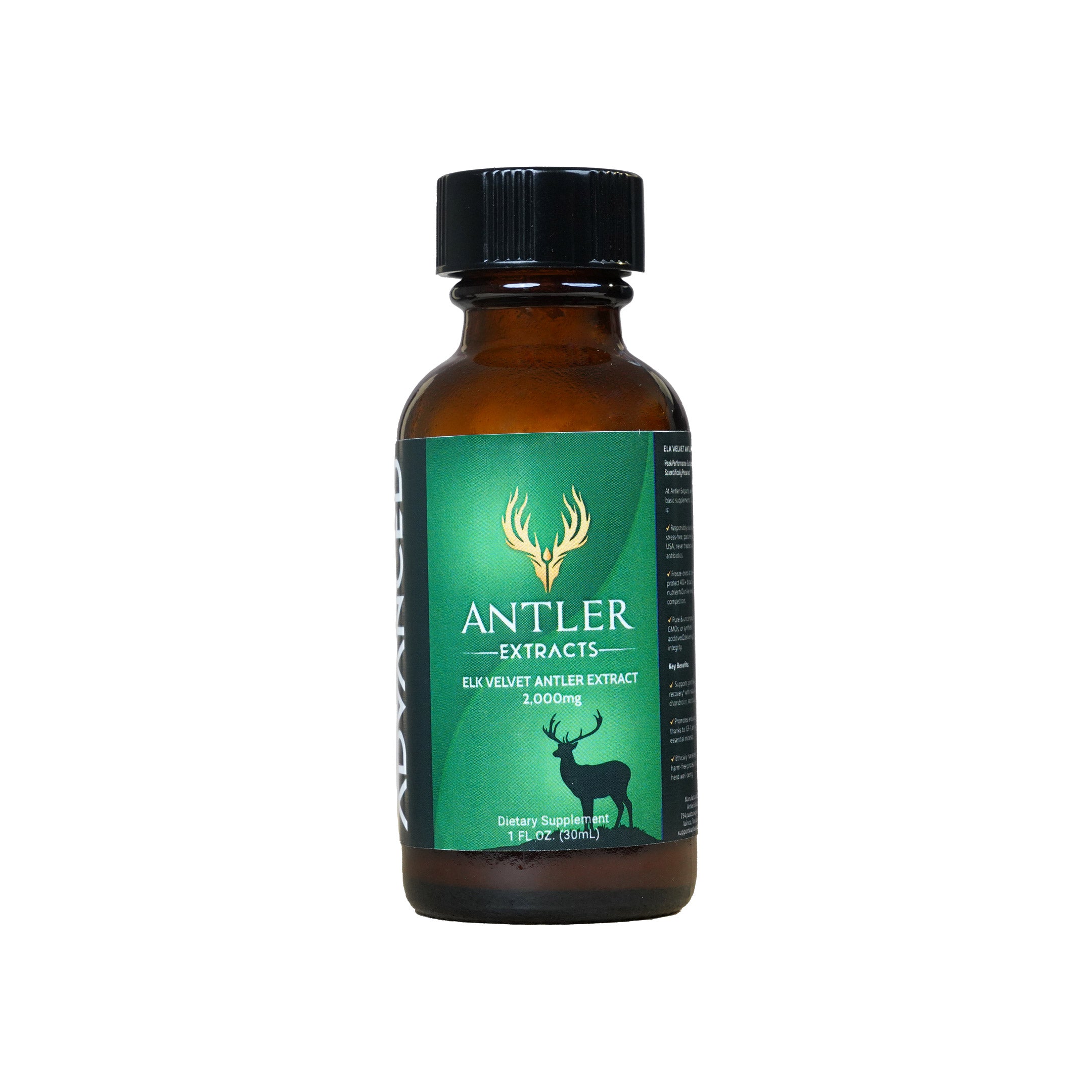 Advanced Elk Velvet Antler Liquid Extract – 2,000mg Bottle Image