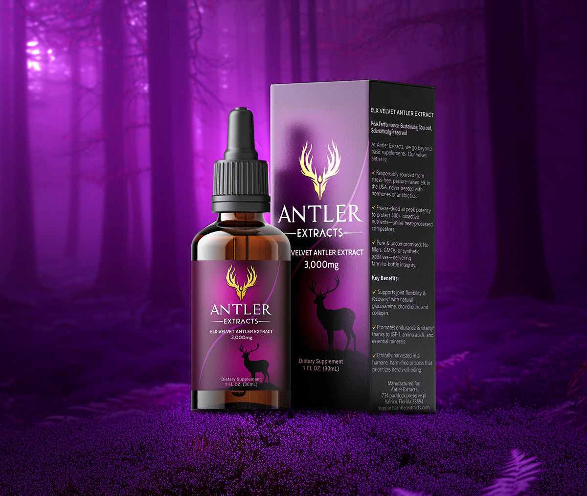Antler Extracts Supreme elk velvet antler extract 3,000mg with Tribulus bottle