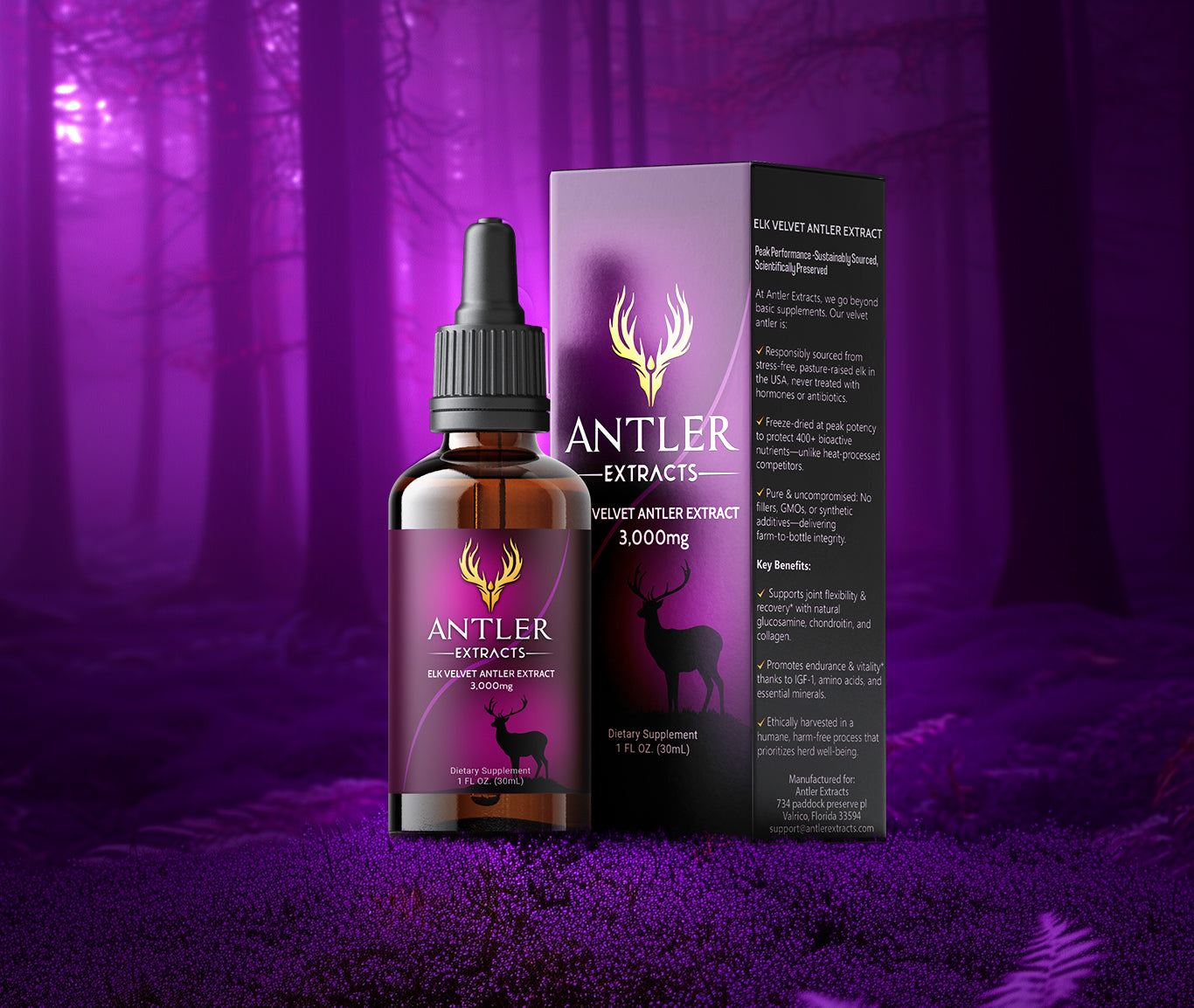 Antler Extracts Supreme elk velvet antler extract 3,000mg with Tribulus bottle